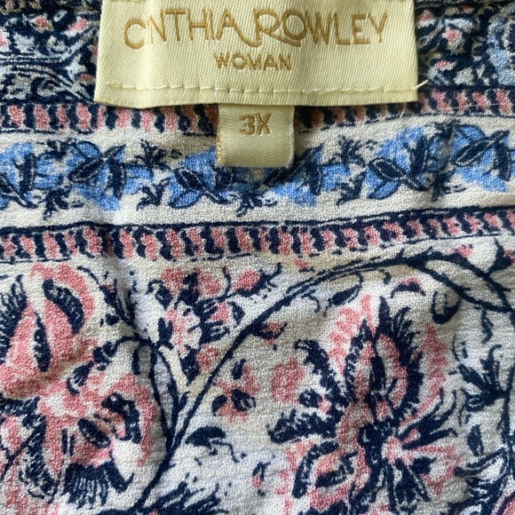 Cynthia Rowley Blue Ruffled 3/4 Sleeve Blouse Size 3X 100% Viscose - Picture 4 of 8